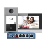 Kit videointerfon WiFi Hikvision DS-KIS604-S(C), 2 MP, 7 inch, 2.4 GHz, yala electromagnetica, SD Card, 1 familie, aparent, PoE, aplicatie control acces pe telefon