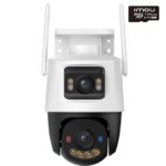 Camera supraveghere WiFi cu lentila duala Full-Color Imou Ranger Dual 2 IPC-S7XEP-10M0WED-0360B, 5 + 5 MP, 2x 3.6 mm, IR/ lumina alba 30 m, microfon si difuzor, auto smart tracking, sirena si avertizare luminoasa, slot card + MicroSD 128 GB